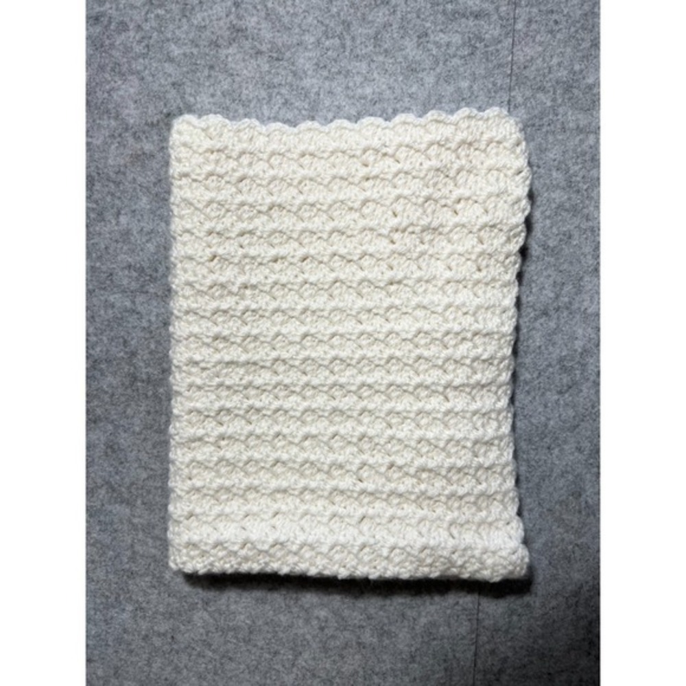 Handmade White Crochet Preemie Blanket Soft &‎ Cozy measures 19x25 Nursery Decor